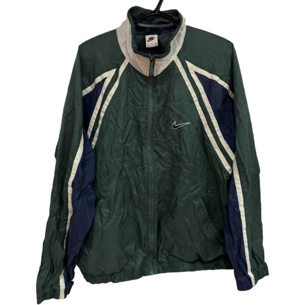 VINTAGE Nike Windbreaker Size Large Olive Jacket Full Zip Swoosh 90s  Retro